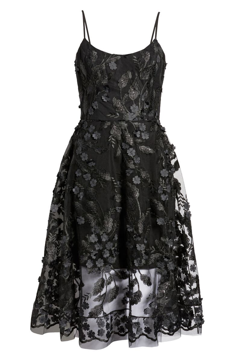 Dress the Population 3D Lace Fit & Flare Dress, Alternate, color, 