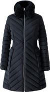 Mackage Water Repellent Chevron Quilted Down Coat with Removable Genuine Shearling Collar