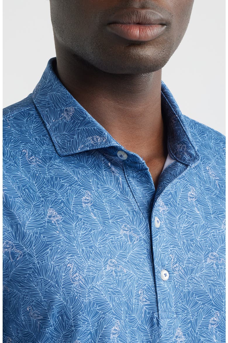 Osmond Leaf Print Performance Jersey Polo, Alternate, color, LAKE