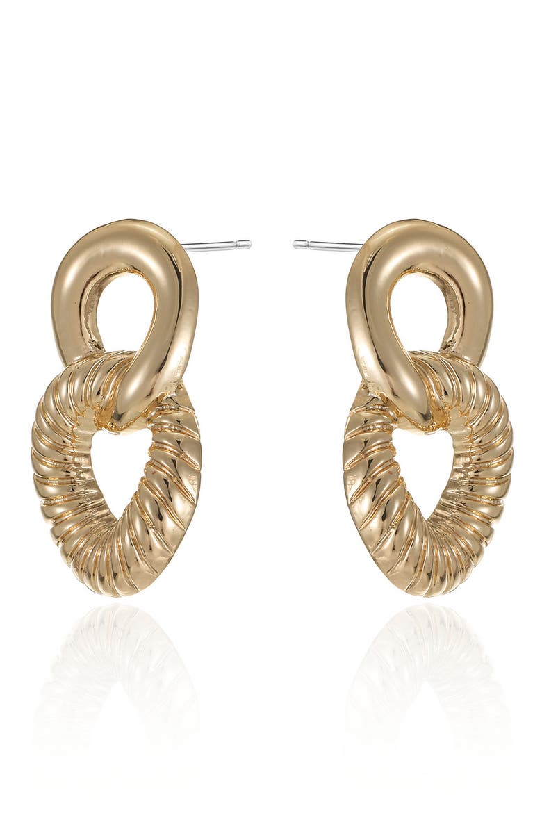 Double Circle Dangle Earrings, Alternate, color, GOLD