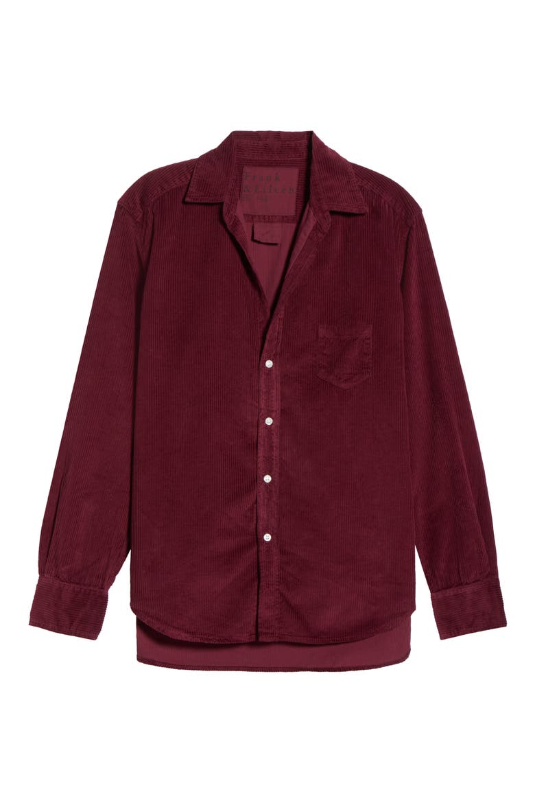 Barry Tailored Fit Corduroy Button-Up Shirt, Alternate, color, MAROON CORDUROY
