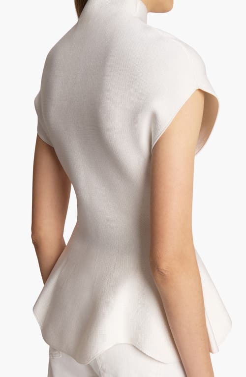 Khaite Andra Mock Neck Peplum Knit Top In White