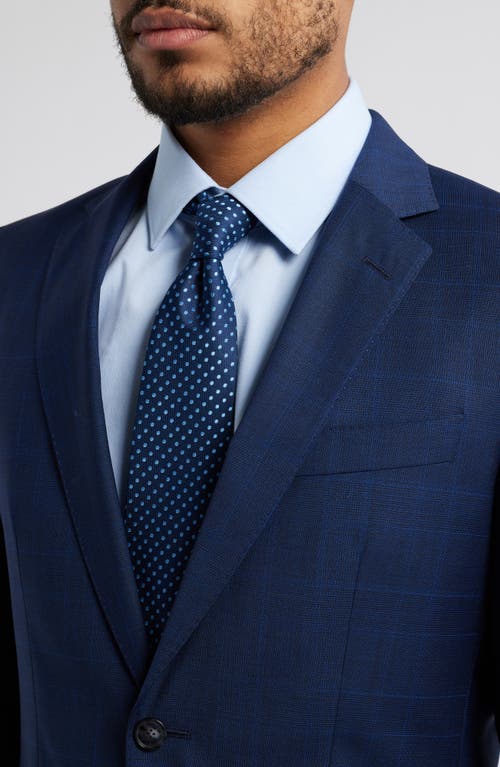 Hugo Boss Boss Huge Slim Fit Navy Glen Plaid Wool Suit In Dark Blue