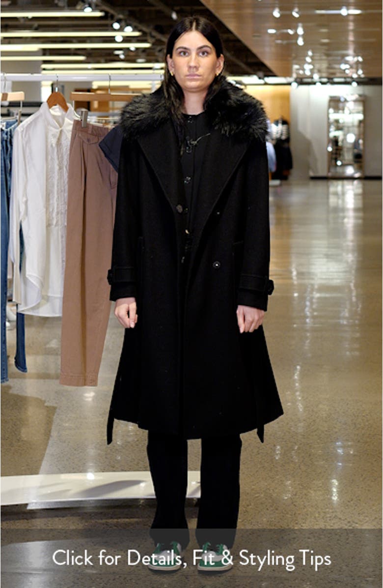 Belted Coat with Removable Faux Fur Collar, sales video thumbnail
