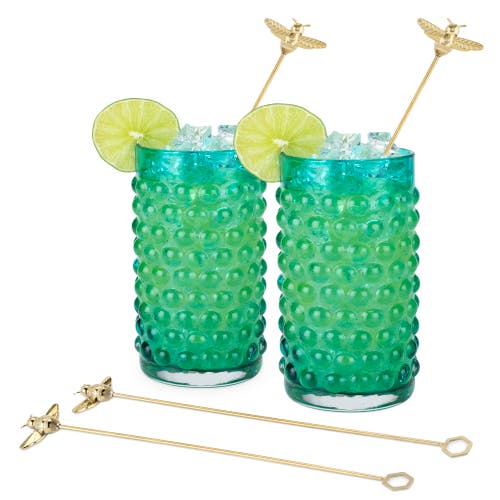 Twine Bumble Bee Stir Sticks Set Of 4 In Gold