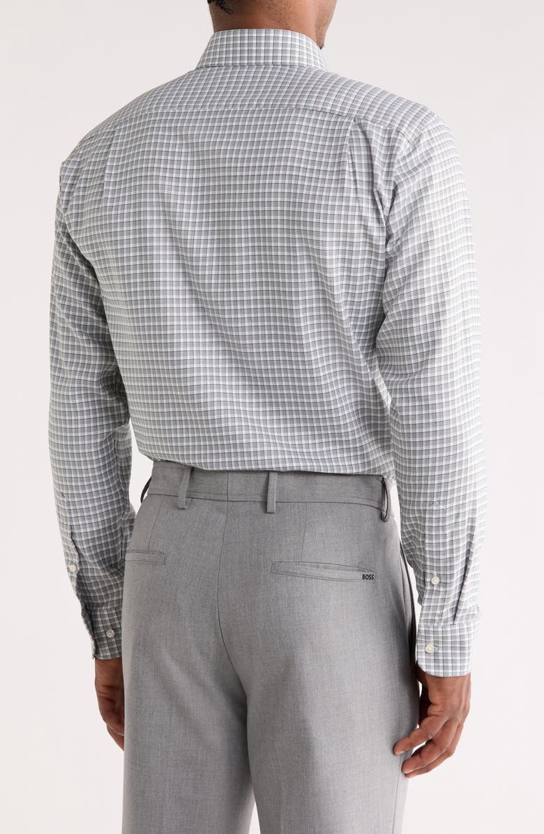 Nordstrom Trim Fit Check Premium Non Iron Cotton Button-Up Shirt, Alternate, color, Green Pine Ridge Grid