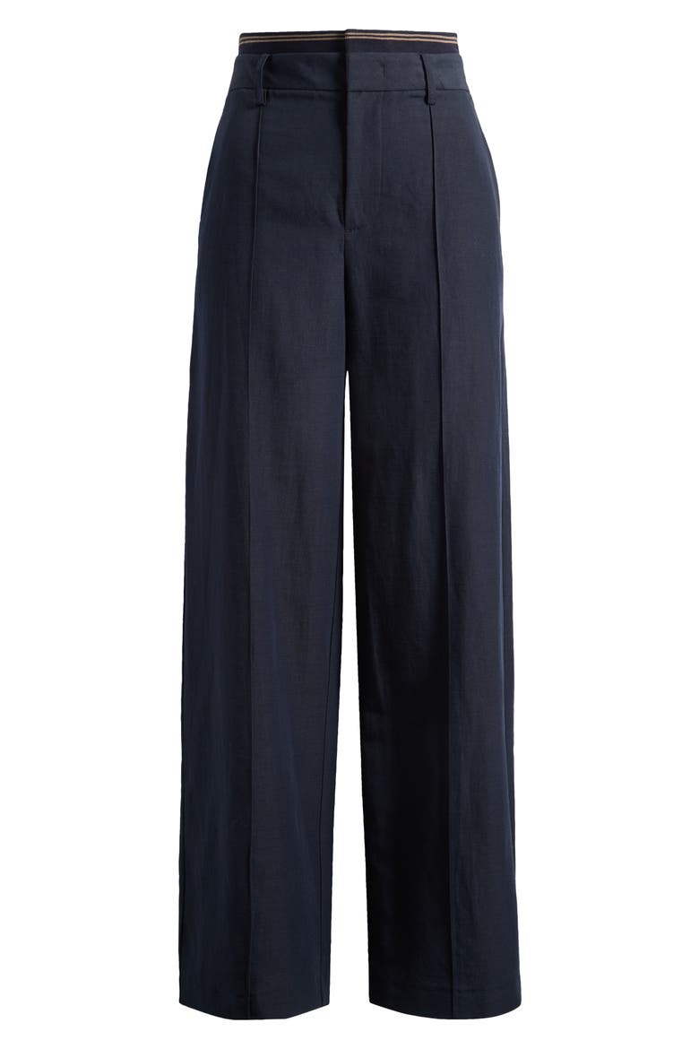 Rib Waistband Wide Leg Pants, Alternate, color, COASTAL