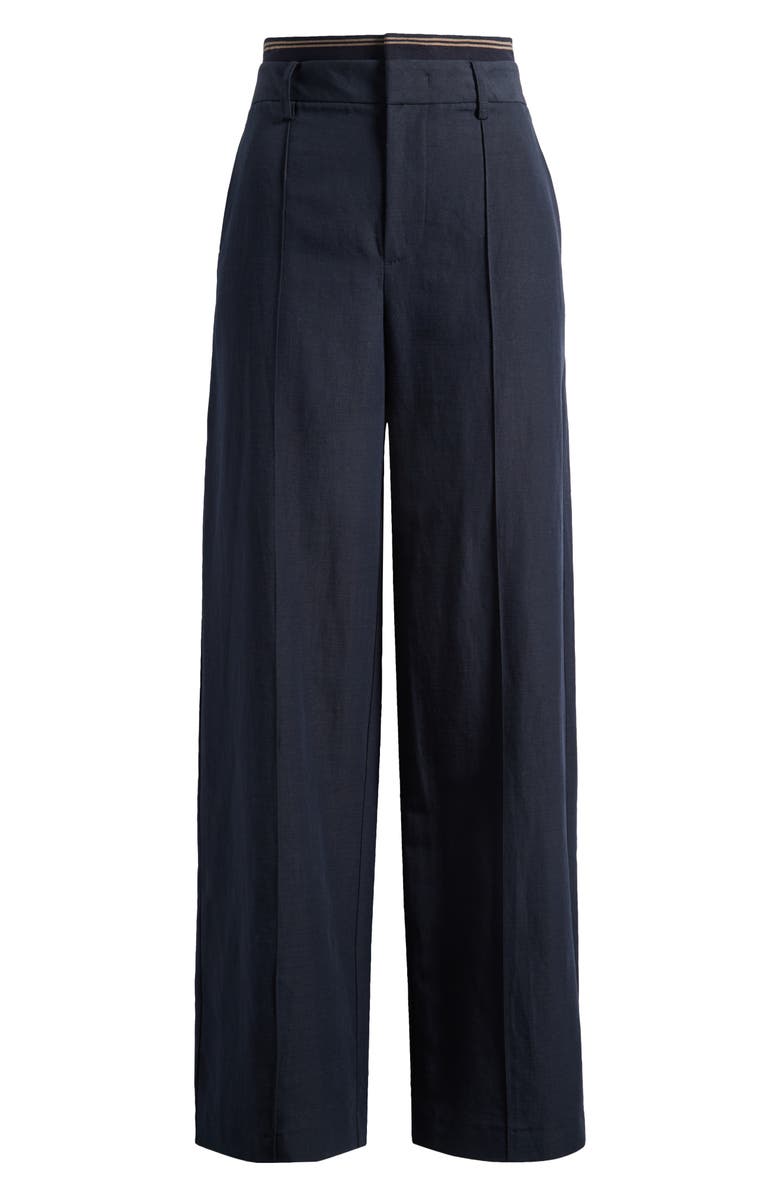 Vince Rib Waistband Wide Leg Pants, Alternate, color, Coastal