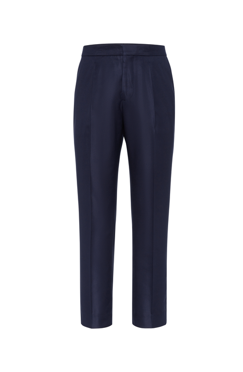 Brunello Cucinelli Tuxedo Trousers With Pleats In Navy Blue