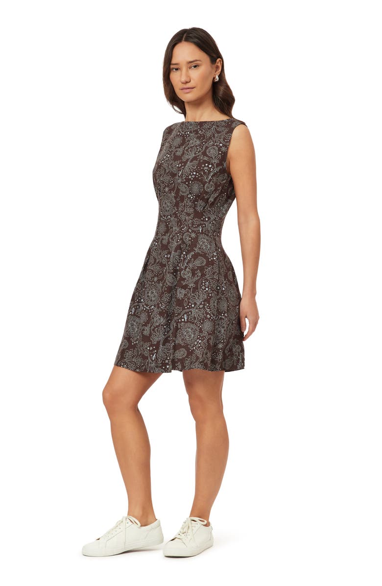 Scotch & Soda Paisley Print Boatneck Fit & Flare Dress, Alternate, color, Hot Fudge All-Over Bandana