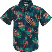 JURASSIC WORLD Jurassic Park T-Rex Hawaiian Short Sleeve Button Down Shirt