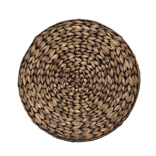 Happimess Addie 17.72" Modern Coastal Handwoven Water Hyacinth Storage Ottoman With Lid