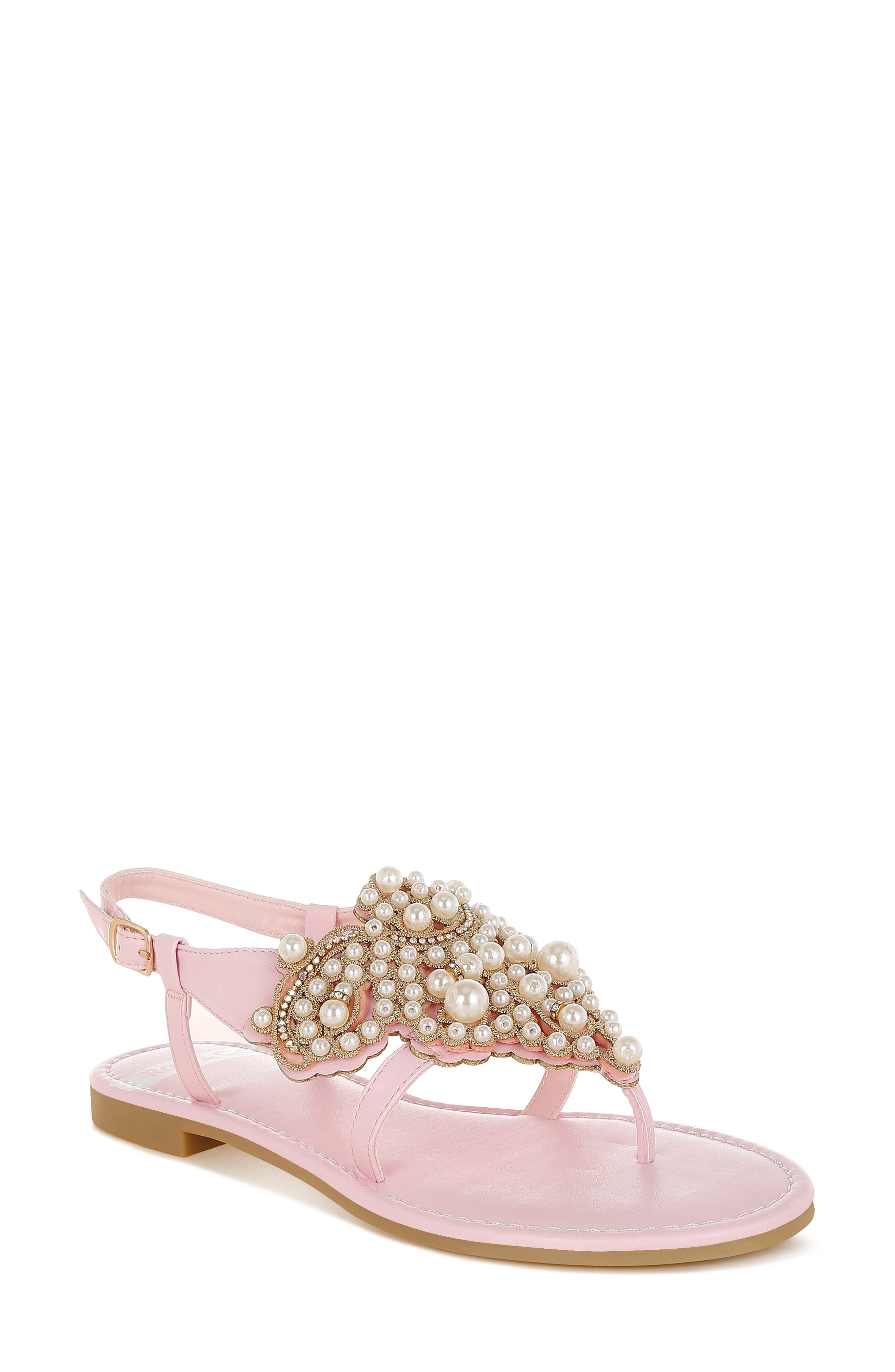 Nayasa Faux Pearl Sandal, Main, color, PINK