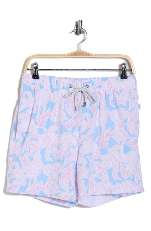 Seersucker Printed Volley Swim Shorts
