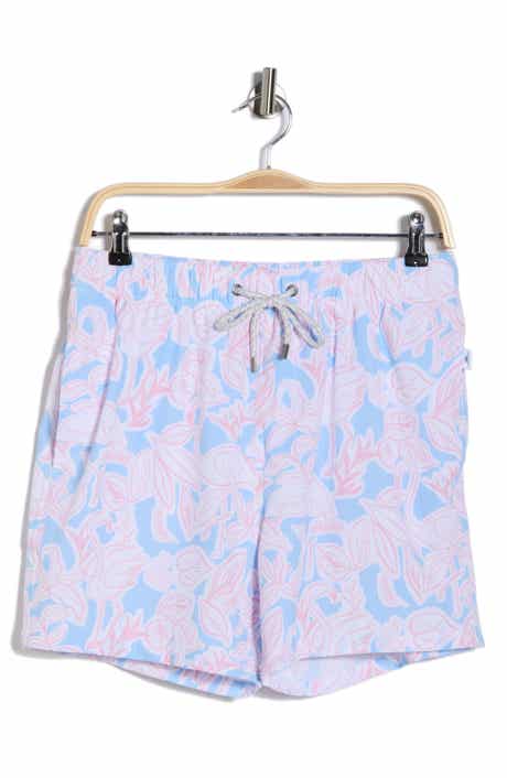 Vintage Summer Seersucker Printed Volley Swim Shorts