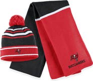 WEAR by Erin Andrews Women's WEAR by Erin Andrews Red Tampa Bay Buccaneers Colorblock Cuffed Knit Hat with Pom and Scarf Set