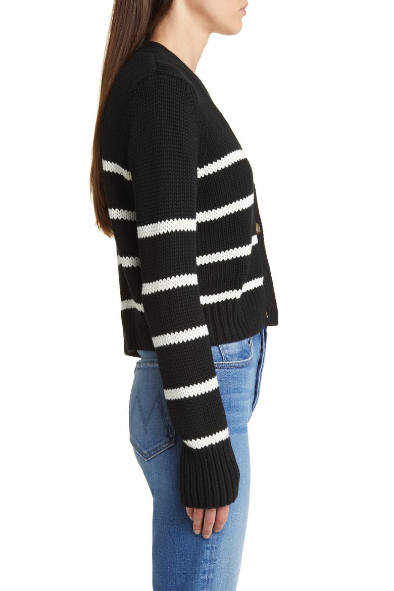 Marina Stripe Cardigan, Alternate, color, BLACK/ CREAM