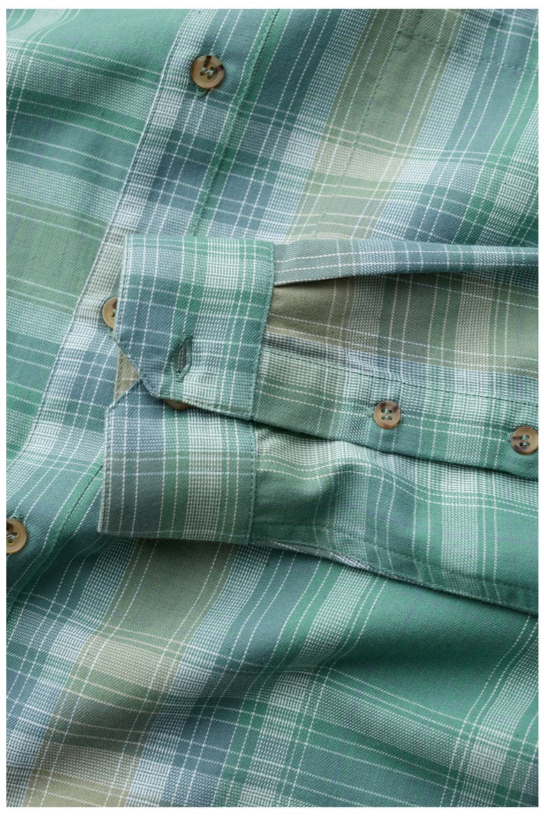 Goosander Plaid Organic Cotton Button Up Shirt, Alternate, color, PELORUS SARDINE