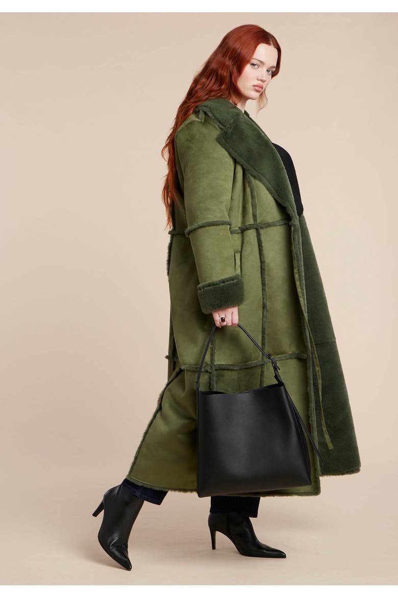 Long Fleece Lined Coat, Alternate, color, DARK CHIVE