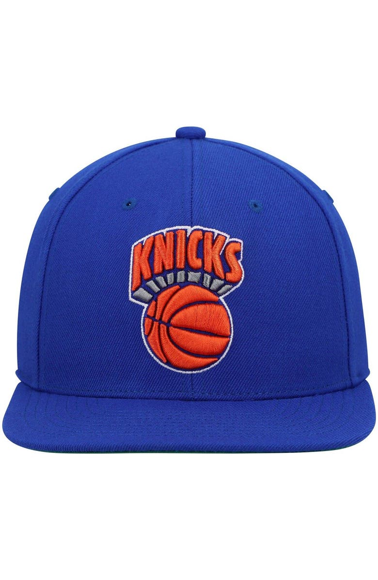 Mitchell & Ness Men's Mitchell & Ness Blue New York Knicks Hardwood Classics Team Ground 2.0 Snapback Hat, Alternate, color, 