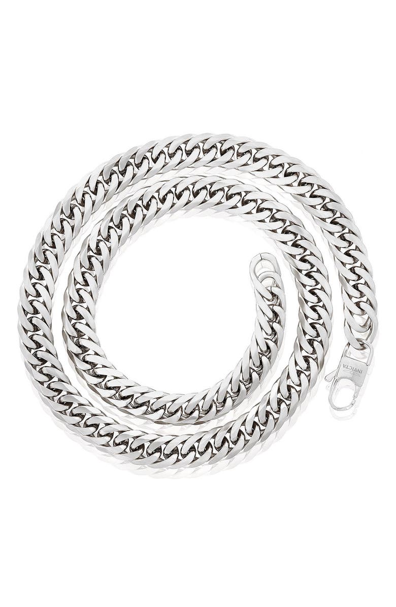 INVICTA Mens' 11.5mm Stainless Steel Curb Chain Neckalce, Alternate, color, Silver