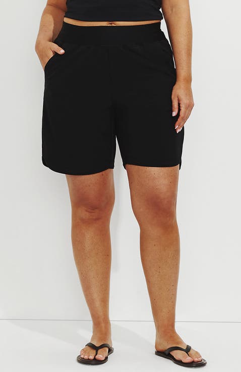 9" Quick Dry Elastic Waist Modest Board Shorts Swim Cover-up Shorts with Panty