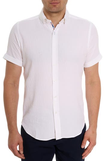 ROBERT GRAHAM ROBERT GRAHAM REID BASKET WEAVE SHORT SLEEVE BUTTON-UP SHIRT