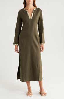 Simkhai Dalta Long Sleeve Linen Blend Maxi Dress