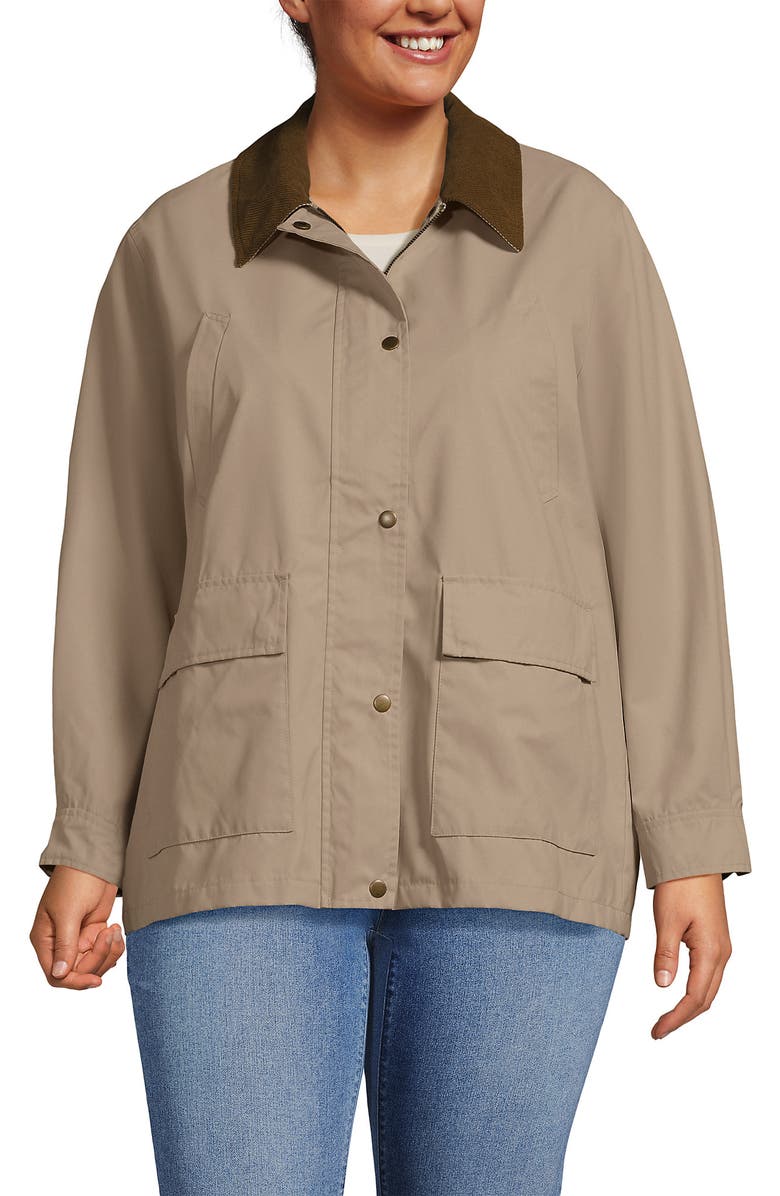 Lands' End Waxed Barn Jacket, Main, color, Soft Almond