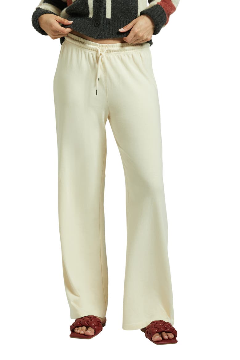 Carefree Organic Cotton Wide Leg Lounge Pants, Main, color, WHITE SMOKE