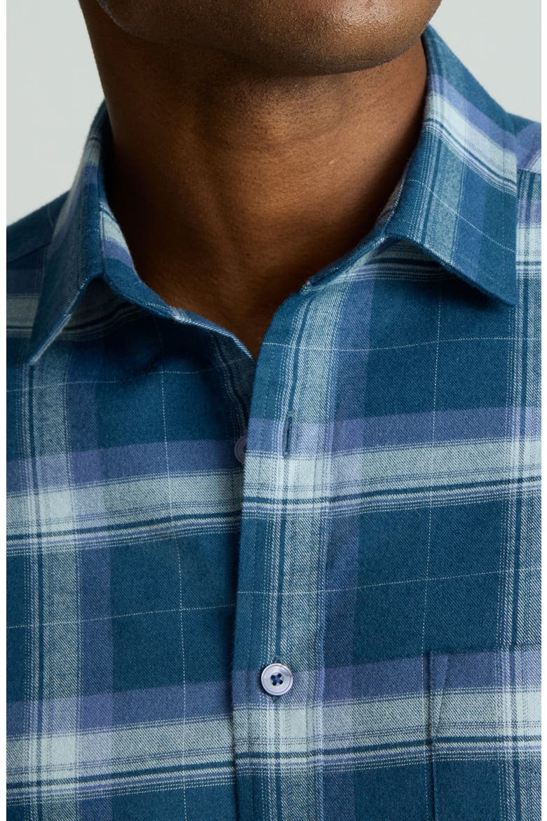 Barker Shadow Check Performance Flannel Button-Up Shirt, Alternate, color, NAVY