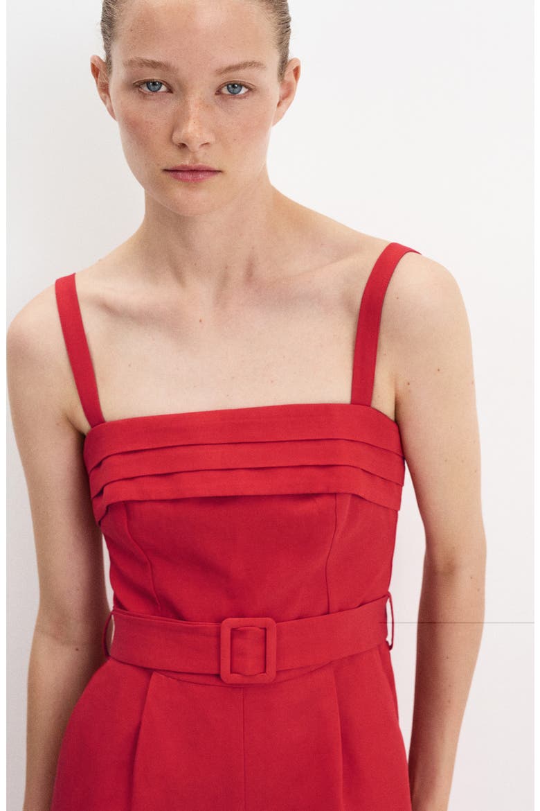 BELT LINEN JUMPSUIT, Alternate, color, RED