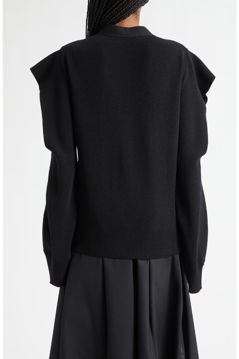 Rib V-Neck Cardigan, Alternate, color, BLACK