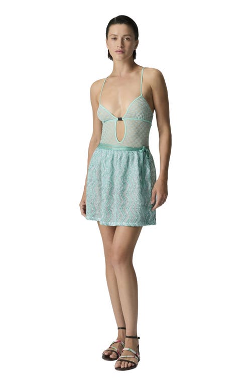 Missoni Zigzag Mesh Pareo Mini Skirt With Sequins in Light Blue at Nordstrom, Size Large