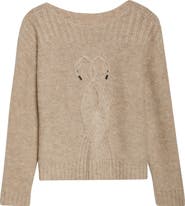 EMILY DAWN LONG Swan Cable Knit Sweater