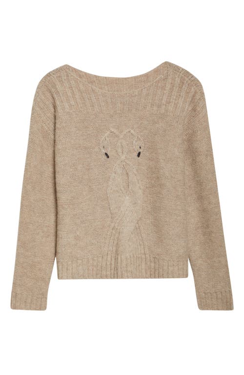 Emily Dawn Long Swan Cable Knit Baby Alpaca Blend Sweater In Neutral