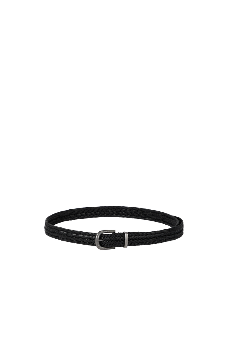 Stretch braided leather belt, Alternate, color, Black
