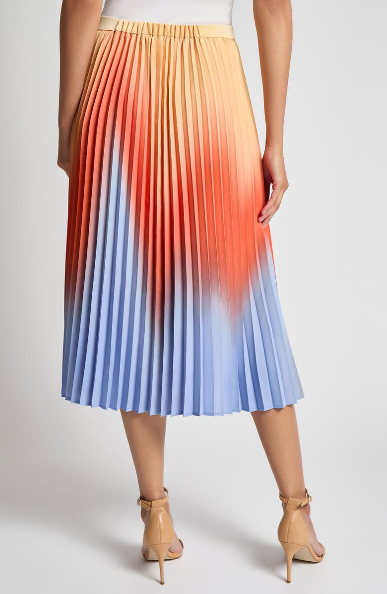 Misook Pleated Ombré Crêpe de Chine Skirt, Alternate, color, Arctic