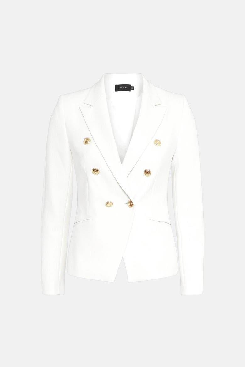 Tailored Button Military Blazer, Alternate, color, Ivory