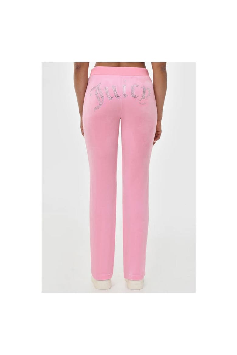 Rib Waist Long Velour Pant With Back Bling, Whisper Pink, Alternate, color, WHISPER PINK