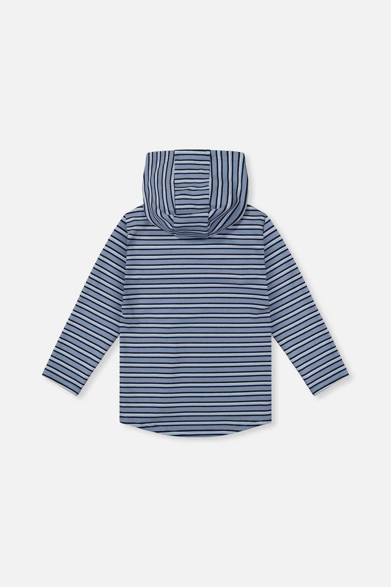 Striped Brushed Jersey Hooded Long Sleeve T-Shirt, Alternate, color, Blue Striped White