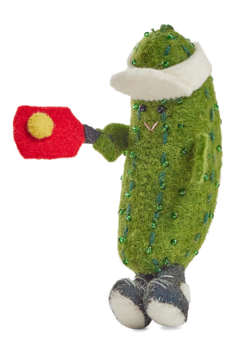 Felted Wool Pickleball Ornament, Main, color, GREEN