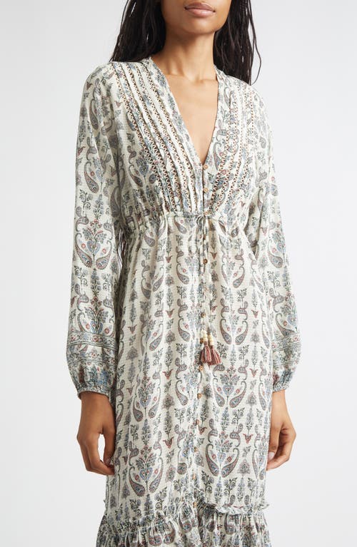 Veronica Beard Paisley Tie Waist Midi Dress In Gray