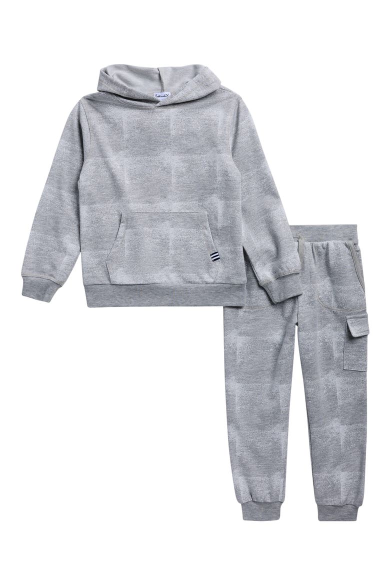 Kids' Checkerblock Hoodie & Joggers Set, Main, color, LIGHT HEATHER GREY