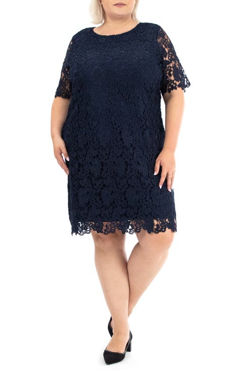 Crochet Lace Sheath Dress (Plus)