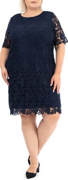 Nina Leonard Crochet Lace Sheath Dress