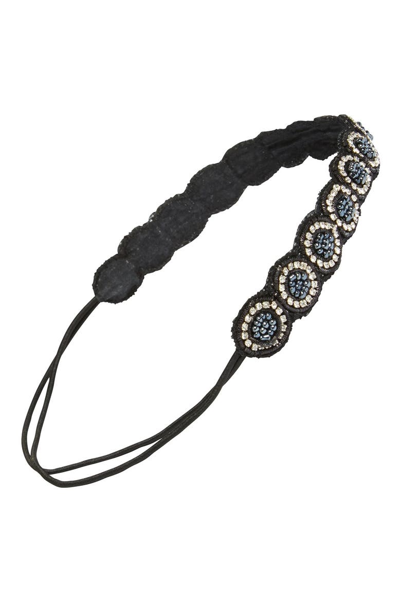 Beaded Head Wrap, Main, color, CHARCOAL