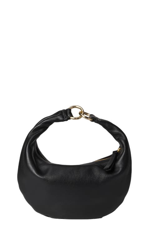 Mini Leather Convertible Hobo Crescent Ring Bag