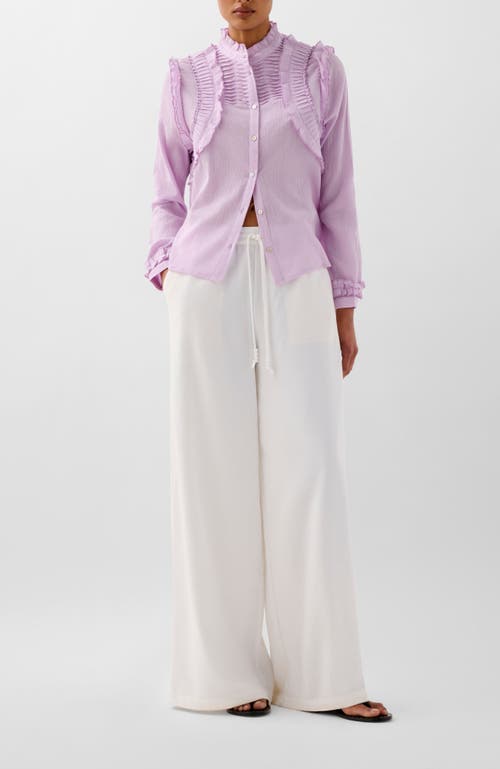 Scalpers Pleats Frill Shirt In Purple