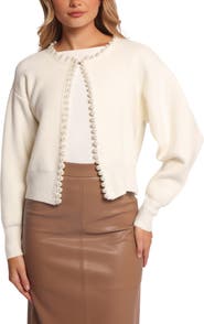 Petal & Pup Bloom Faux Pearl Trim Cardigan